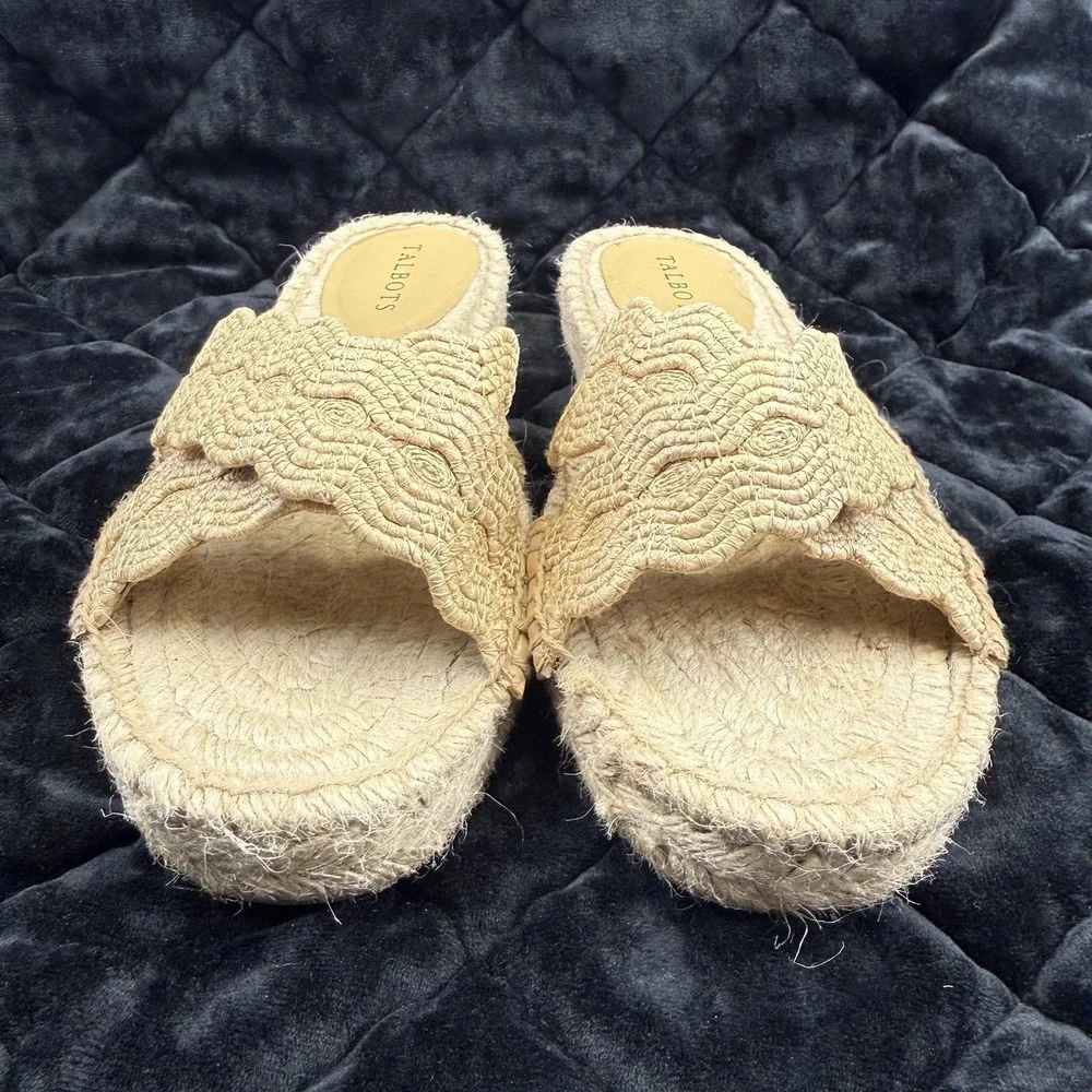 Talbots Hester Crisscross Raffia Espadrille Flat Sandals Size‎ 8